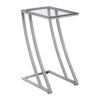 Accent Table, C - Shaped, Tempered Glass, Contemporary & Modern - Silver - Image 7
