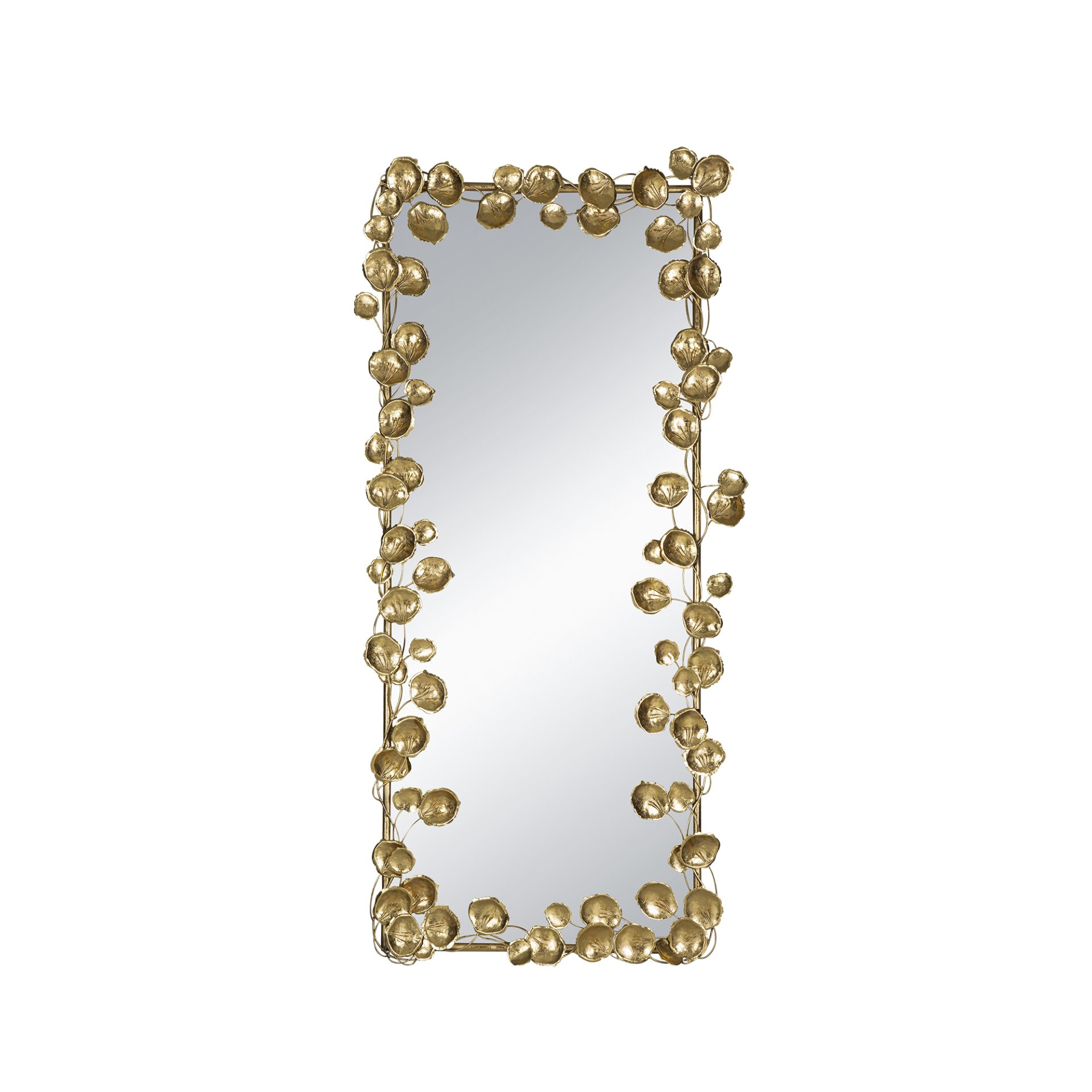 Full Length Mirror With en Leaf Accents, Floor Miiror For Living Room Bedroom - Gold - Image 2