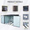 Outdoor Steel Storage Shed For Bicycle With Slope Roof And 4 Bike Tracks - Black - Image 6