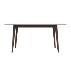 Levi - Modern Style Rectangular Dining Kitchen Table - Dark Brown / White