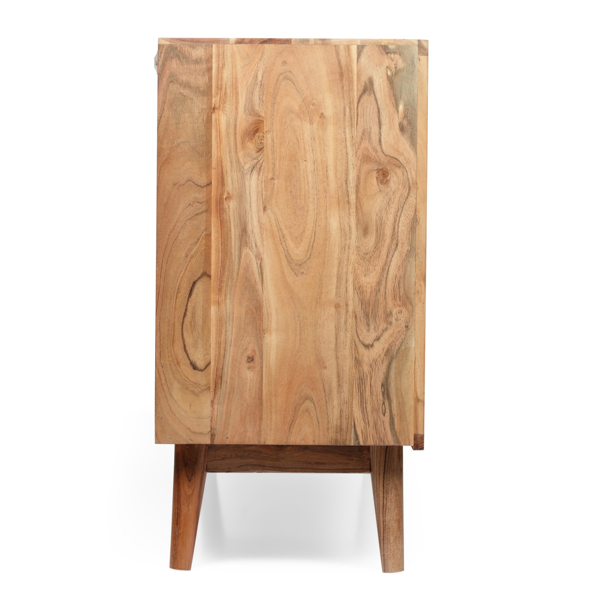 Boho Handcrafted 3 Door Sideboard, Carved Texture & Artisanal Charm - Natural - Image 10