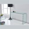 Elegant Transparent Tempered Glass Console Table With Rounded Edges, Modern Sofa Table - Clear - Image 5