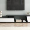 Modern, Minimalist Rectangle Extendable TV Stand, TV Cabinet With 2 Drawers And 1 Cabinet For Living Room, Up To 100" - Black - Image 3