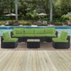 Cushion Covers For 7 Piece Wicker Sectional Sofa, 14 Pack Seat And Back Slipcovers With Zipper - Green - Image 3