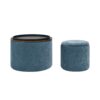 Classic Chenille Storage Ottoman Set With Drum Shaped Stool And Desktop Panel - Dark Blue - Image 15
