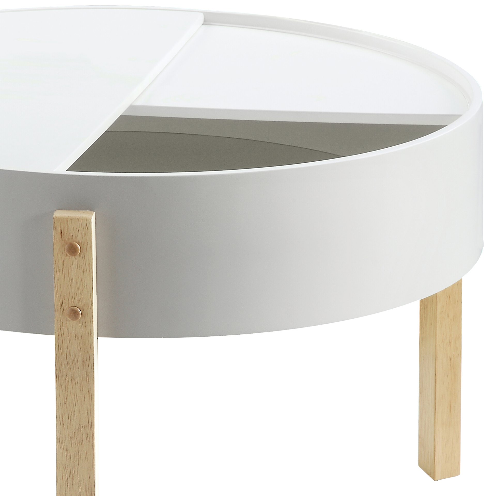 Bodfish - Round Coffee Table - White / Natural - Image 3
