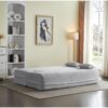 Floor Sofa With 2 Pillows, Convertible Plush Corduroy Foam Filled Sleeper Sofa Bed - Light Gray - Image 7