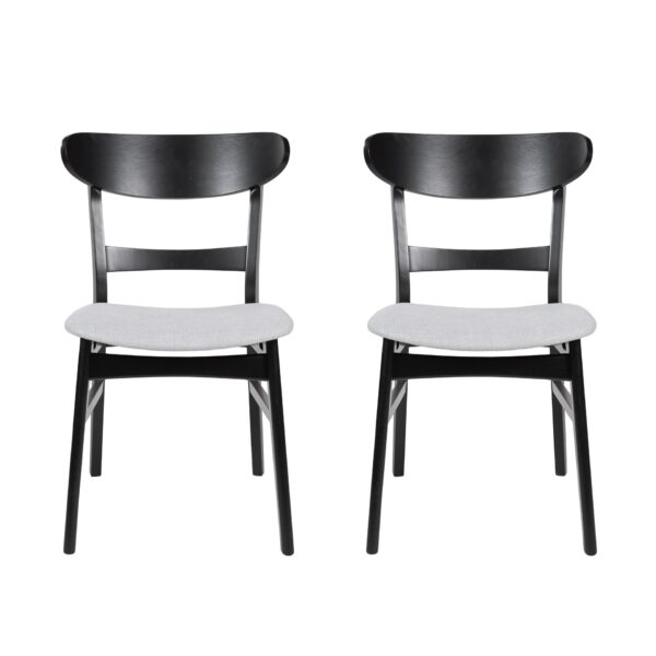 Dining Chair (Set of 2), Mid Century Dining Chairs With Cushioned Seats And Wood Frame - Light Beige / Black