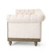 Comfy 3 Seat Sofa With Wooden Legs, Retro Style For Living Room And Study - Beige - Image 9