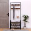 Coat Rack, Hall Tree With Shoe Bench For Entryway, Entryway Bench With Coat Rack, 4 In 1, With 9 Removable Hooks, A Hanging Rod - Rustic Brown / Black - Image 7