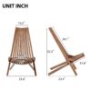 Folding Wood Chair, Portable Solid Wood Seating For Indoor Or Outdoor Use - Natural - Image 3