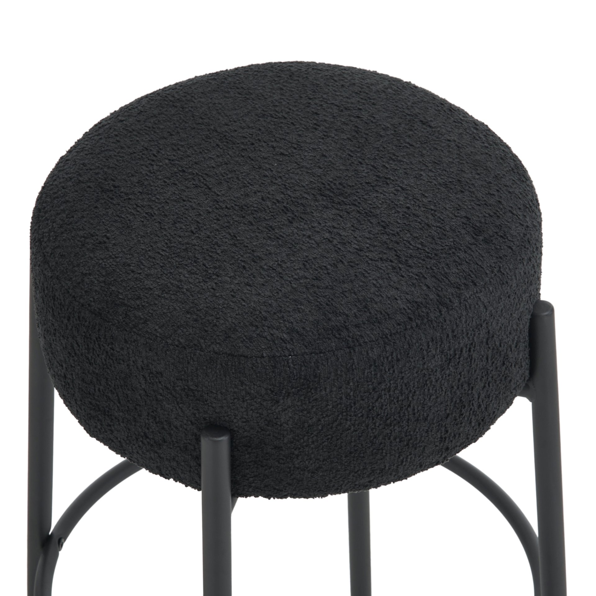 Round High Bar Stools (Set of 2), Contemporary Upholstered Dining Stools For Kitchens, Coffee Shops And Bar Stores - Black - Image 13