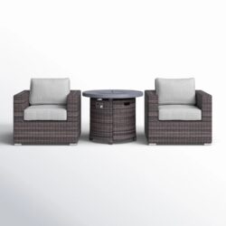3 Piece Rattan Patio Sofa Set With Comfortable Cushions - Brown Mix / Gray