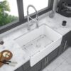 Sink 30" Apron Front Reversible Single Bowl Kitchen Sink With Grid, Strainer - White - Image 2