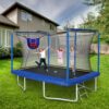 New Yc 8Ft By 12Ft Rectangular Trampoline With Basketball Board, Ball Inflater And Ladd Astm Standard Tested And Cpc Certified - Blue - Image 2