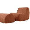 Curved Lounge Chair With Ottoman And High Resilience Foam - Orange - Image 6