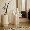 Floor Metal Vase Modern Style Decoration Home Metal Vase 3 Piece Set Gorgeous Home Decoration Large Glazed Metal Vase - Gold / White - Image 2