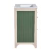 Bathroom Vanity With Ceramic Sink, Bathroom Vanity Cabinet With 2 Drawers, Wooden Bathroom Sink Cabinet - Beige / Green - Image 14