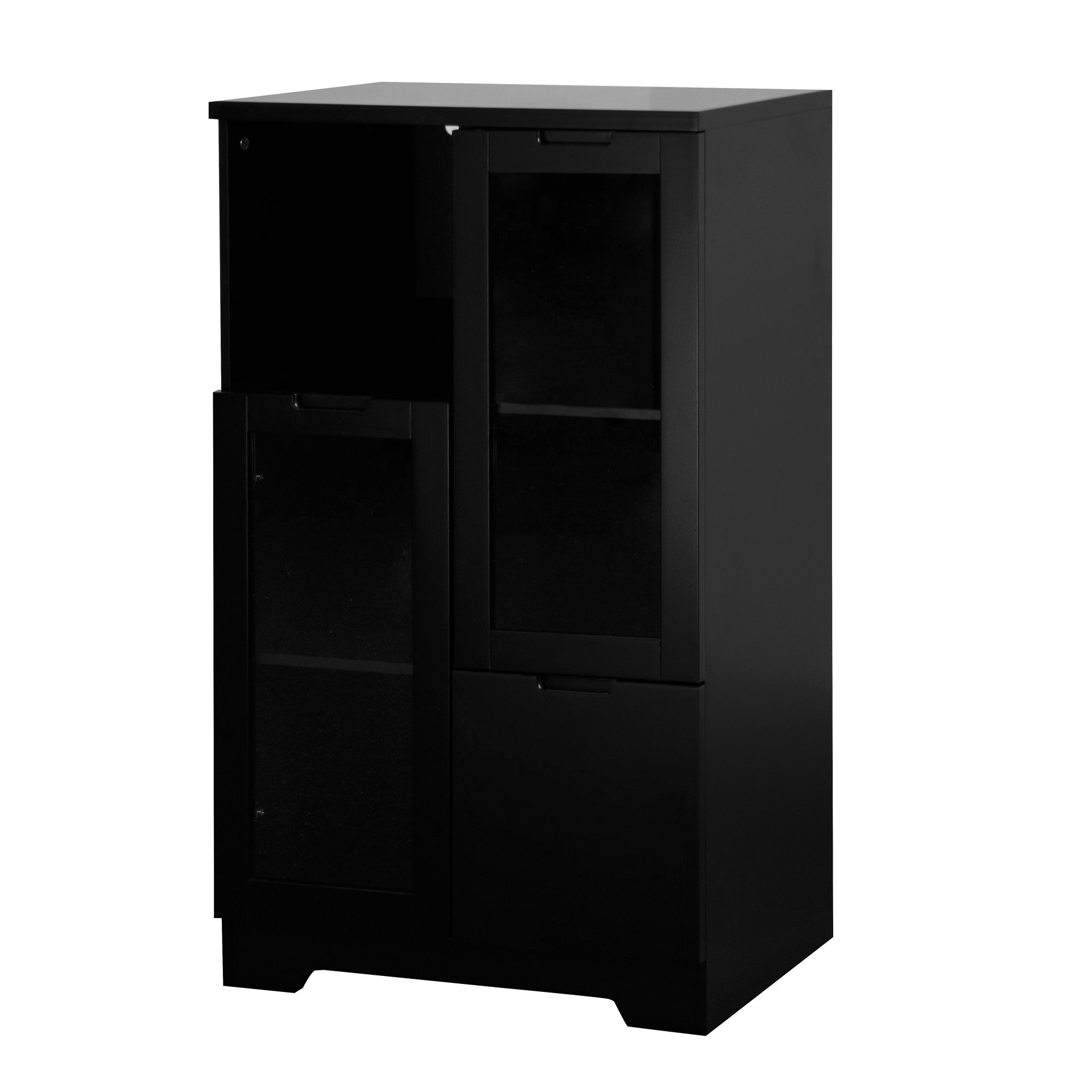 Modern Painted Cabinet With Glass Doors And Drawer - Black - Image 18