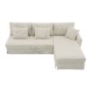 Modern L-Shaped Corduroy Sofa With Reversible Chaise, 4 Seat Upholstered Sectional Indoor Furniture, Convertible Sleeper Couch With Pillows - Beige - Image 2