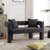 Modern Loveseat Sofa, Comfy Upholstered 2 Seater Sofa, Small Loveseat Accent Couch For Living Bedroom Leisure Areas - Carbon Black - Image 4