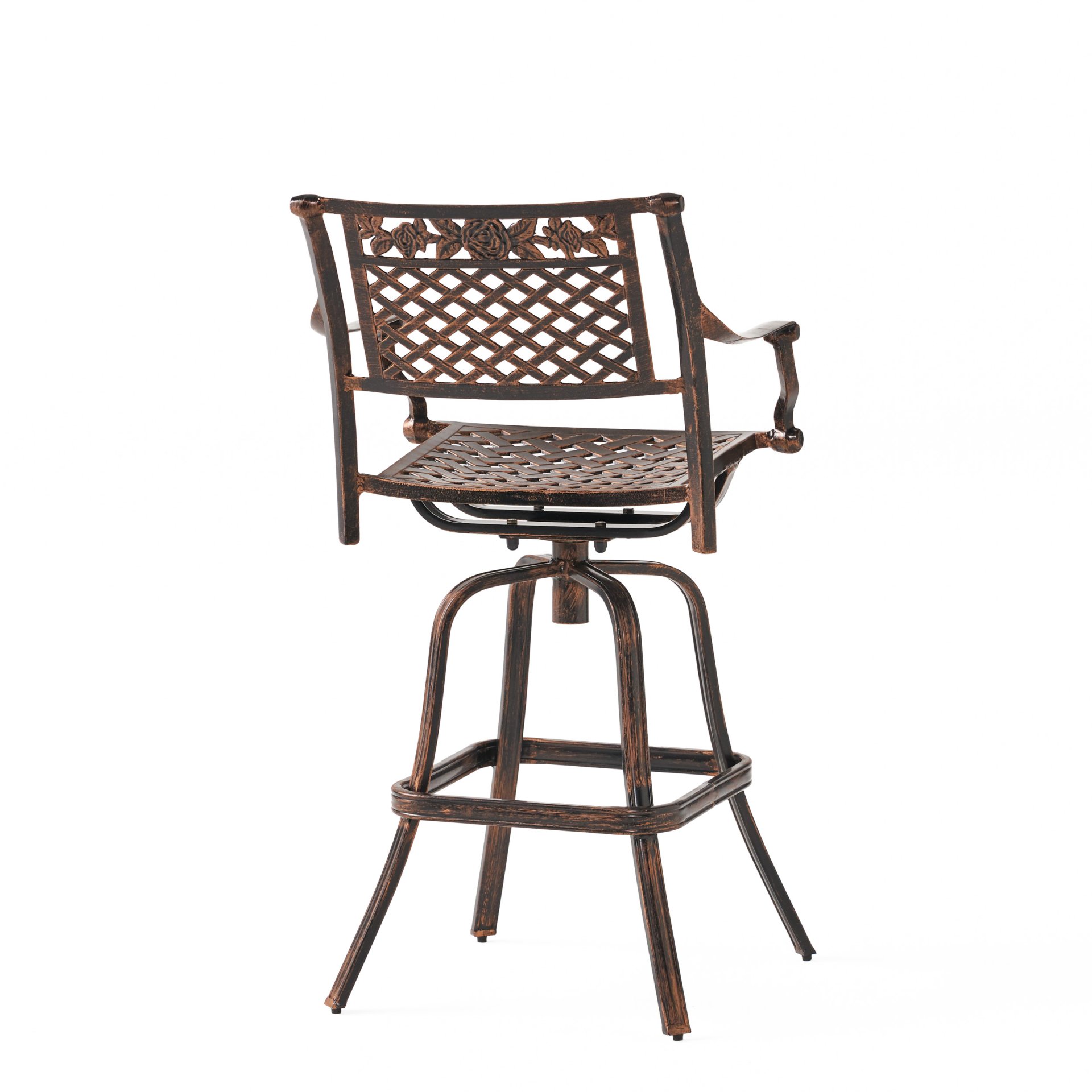 Cast Aluminum Swivel Bar Stool With Footrest - Copper - Image 6