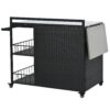 Outdoor Kitchen Island With Storage, Cooking Station, Grill Cart, Foldable Tabletop, And Bottle Opener - Dark Brown - Image 18