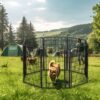 8 Panels Heavy Duty Metal Playpen With Door, Dog Fence Pet Exercise Pen For Outdoor, Indoor - Black - Image 2