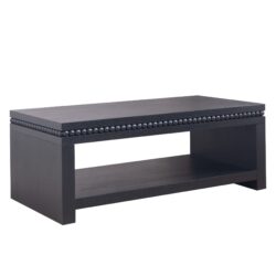 Modern Coffee Table With Beaded Trim, Solid Finish, Contemporary Living Room Accent Furniture - Black