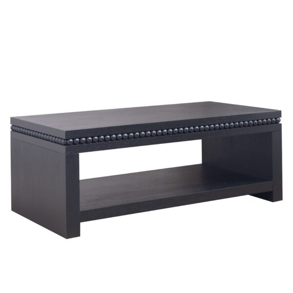 Modern Coffee Table With Beaded Trim, Solid Finish, Contemporary Living Room Accent Furniture - Black