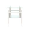 Modern Tempered Glass Tea Table, End Square Table For Living Room - Transparent / White - Image 6