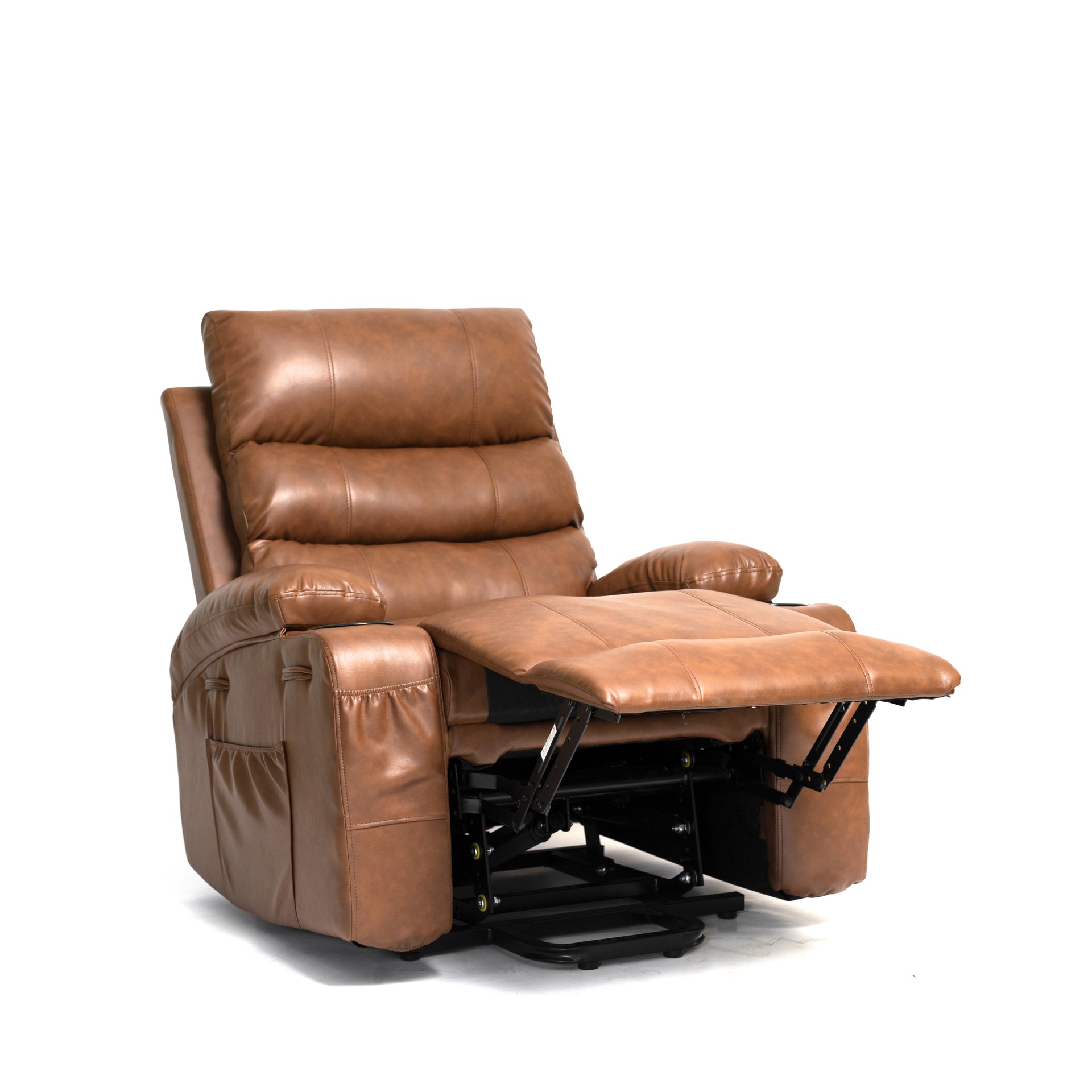 Electric Power Lift Recliner Chair Sofa, Vibration Massage, And Cup Holders - Brown - Image 9