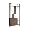 Six Shelf Modern Bookcase With Two Door Storage Cabinet With Two Shelves - Dark Brown / Black - Image 3