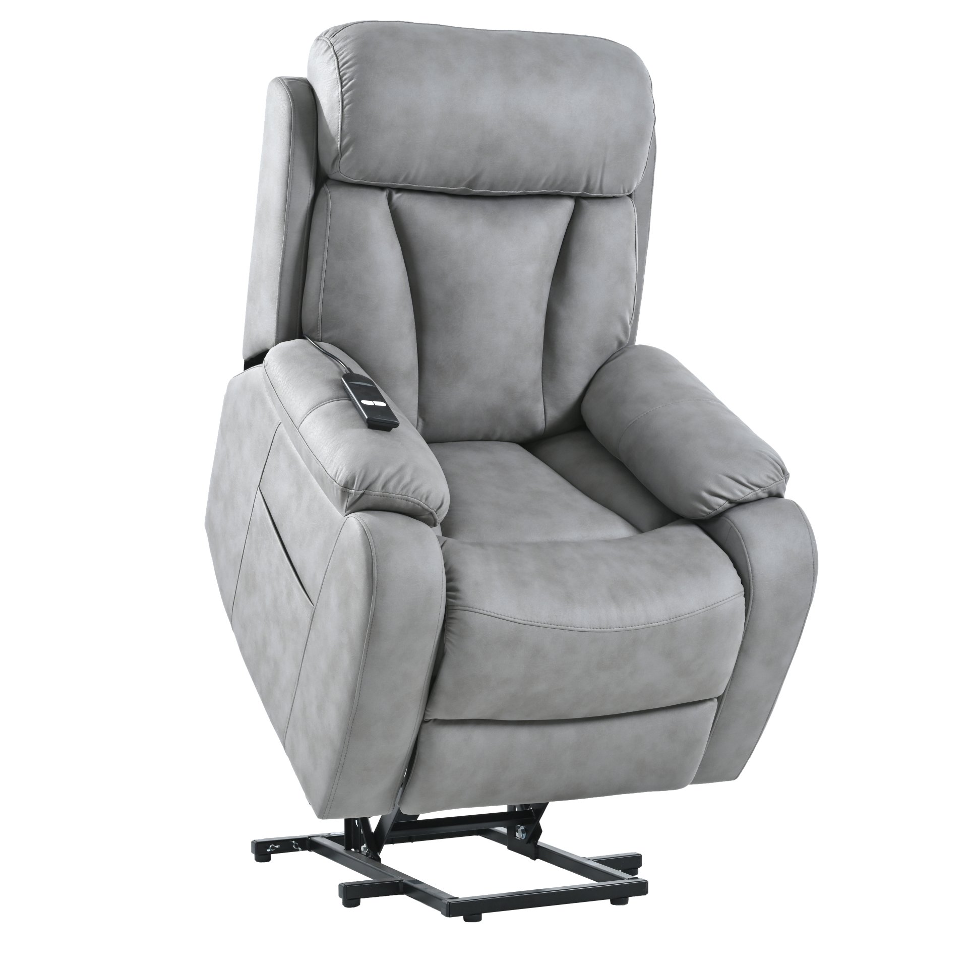 35.4" Electric Power Lift Recliner Chair, Fabric Recliner Chair, Home Theater Seating, Living Room Chair, Side Pocket, Remote Control - Light Gray - Image 13