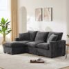 Modern, Modular Sofa, 4 Seat Chenille Sectional Couch Set With 2 Pillows Included, Freely Combinable Indoor Funiture - Black / Gray - Image 13