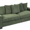 Luxe Corduroy Sofa With 5 Matching Toss Pillows, Sleek Design, Spacious And Comfortable 3 Seater Couch - Dark Green - Image 2