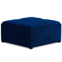 Avalon - Square Coffee Table Storage Ottoman - Blue