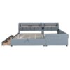Queen & Twin Long Size Upholstered Platform Bed, Mother & Child Bed With Hydraulic Storage System, Drawer Box, Bedhead Storage Shelf And 2 Pairs Of Sockets & USB Ports - Gray - Image 24
