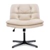 Large Size Armless Home Office Desk Chair Vanity Chair No Wheels - Beige - Image 8