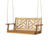 Alejandro - Exotic Acacia Wood Porch Swing With Slat Panel Seating - Teak - Image 6