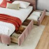 Modern King Size Upholstered Bed With Headboard And Storage Drawer - Pink - Image 9