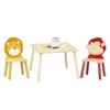 Kids Table And 2 Chairs Set, 3 Pieces Toddler Table And Chair Set, Wooden Activity Play Table Set (Lion&Monkey) - Natural - Image 16