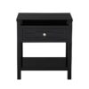 Dylan - Wooden End Side Table Nightstand With Glass Top And Drawer - Black - Image 3