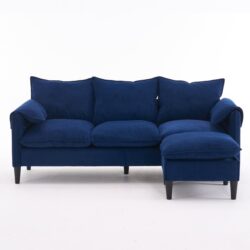 Convertible Combination Sofa, Sofa L Shaped, Sofa With Footstools With Storage Sofa For Living Room, Living Room 3 Seater Combination Sofa - Blue