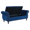 Velvet Multifunctional Storage Ottoman Bench With Pillow - Navy Blue - Image 10