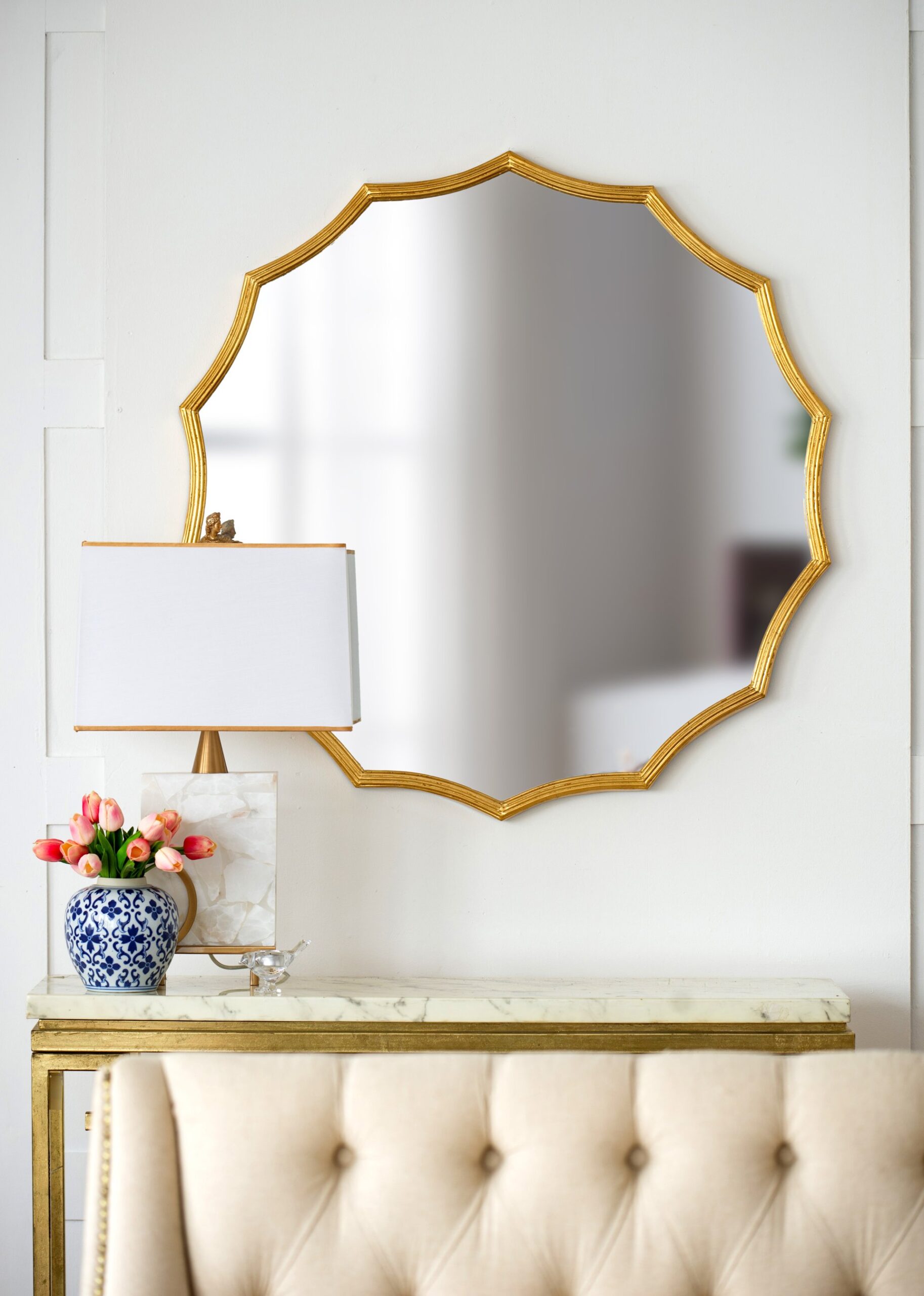 Round Sunburst Wall Mirror With, Wall Decor Mirror For Entryway Bedroom Living Room - Gold - Image 6