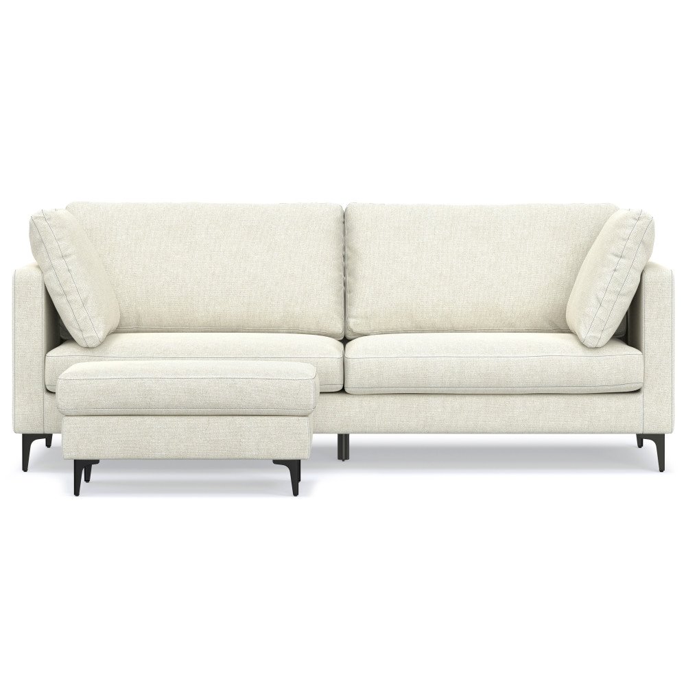 Ava - Mid Century Sofa With Ottoman Set - Cream - Image 5