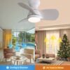 23" Indoor Ceiling Fan With 3 Color Dimmable 3 ABS Blades Remote Control Reversible Dc Motor With 18W Led Light - White - Image 6