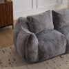 Giant Bean Bag Couch, Ultra Soft Fluffy Loveseat For Living Room Reading Chair With Pillows - Gray - Image 11