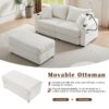 Modern Style Loveseat Sofa Sectional Sofa Couch With Storage Space, A Movable Ottoman, Two USB Ports, Two Cup Holders, A Phone Holder For Living Room - Beige - Image 5